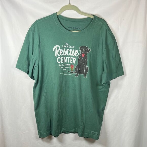 Life Is Good Green Labrador Rescue Center Crusher Tee size L Men’s. - Picture 1 of 5